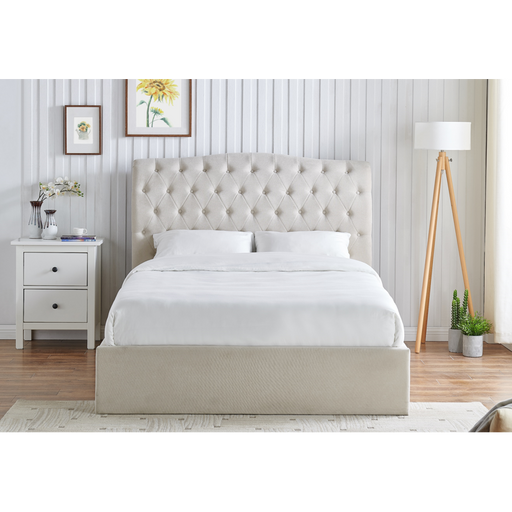 Lia Natural Fabric Storage Bed Frame - FurniComp