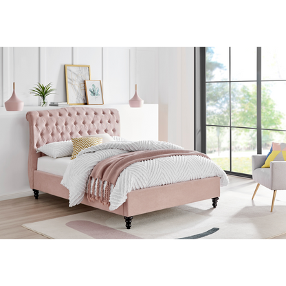 Lia Pink Fabric Bed Frame - FurniComp