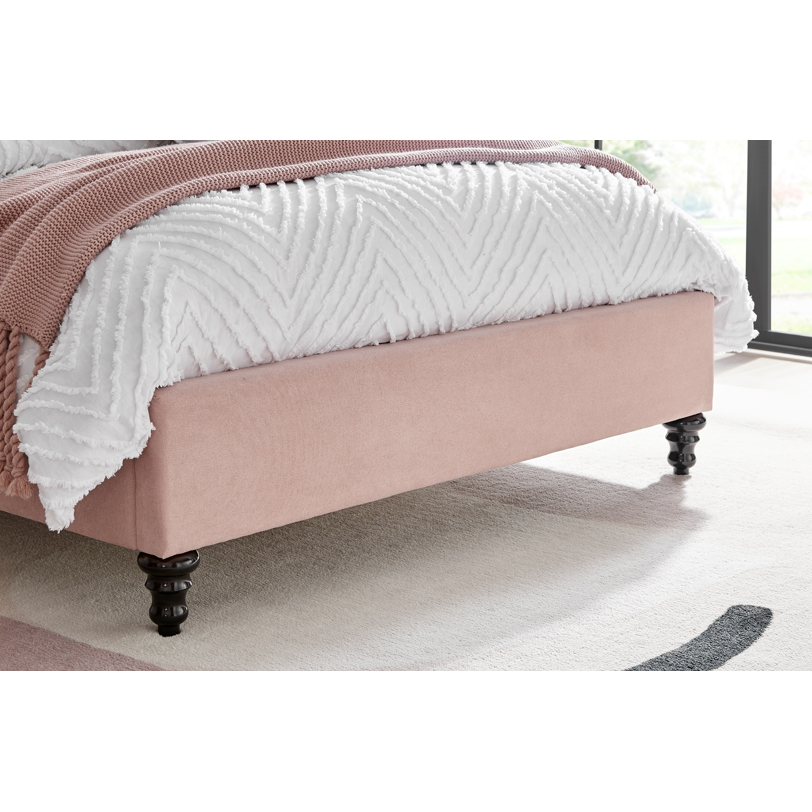 Lia Pink Fabric Bed Frame - FurniComp