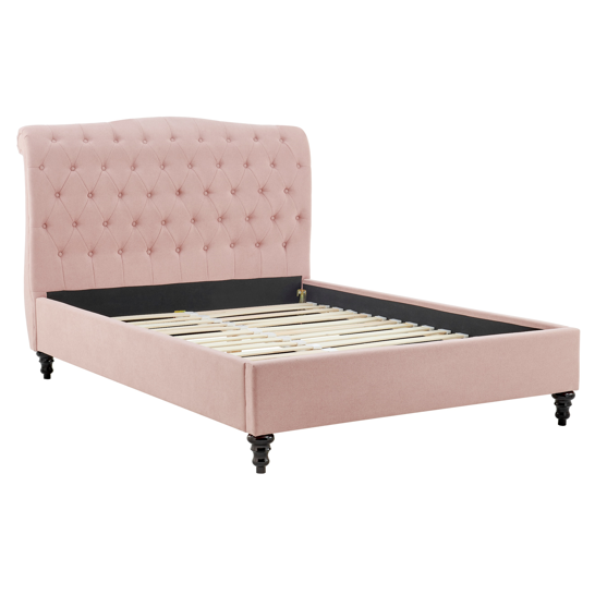 Lia Pink Fabric Bed Frame - FurniComp