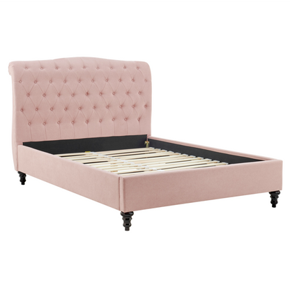 Lia Pink Fabric Bed Frame - FurniComp