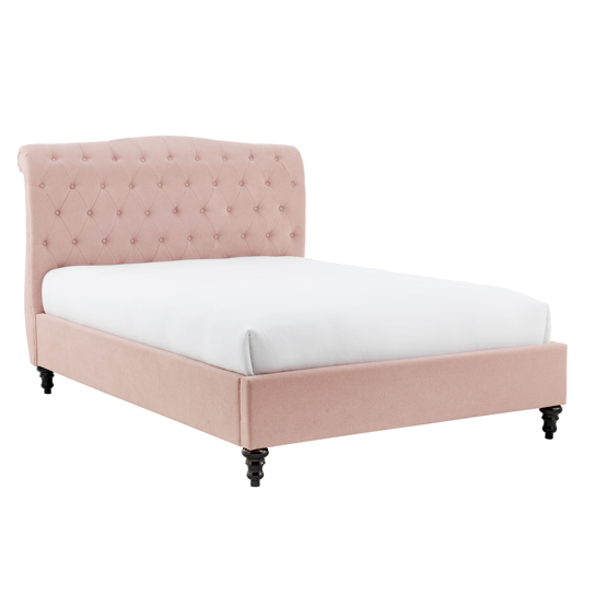 Lia Pink Fabric Bed Frame - FurniComp