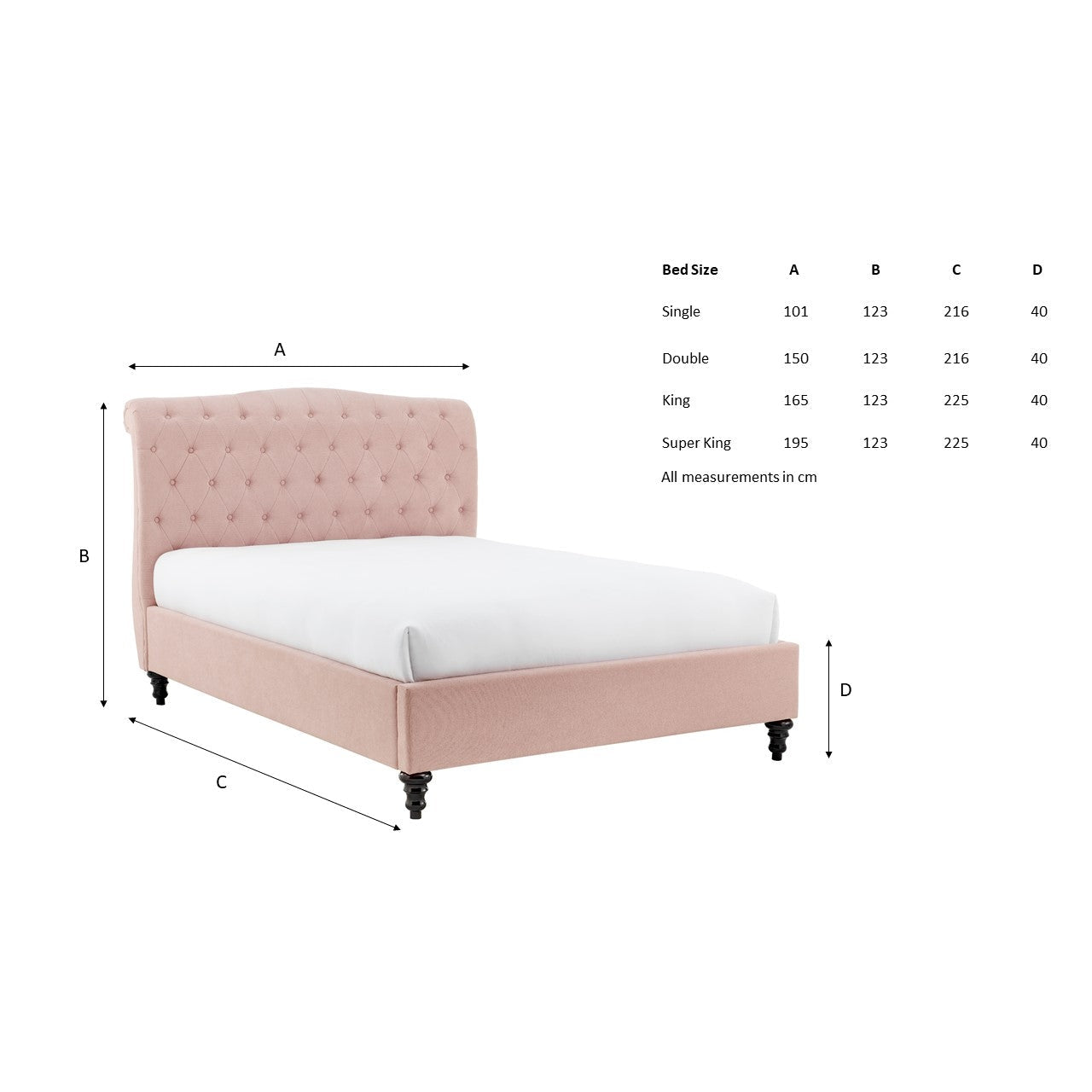 Lia Pink Fabric Bed Frame - FurniComp