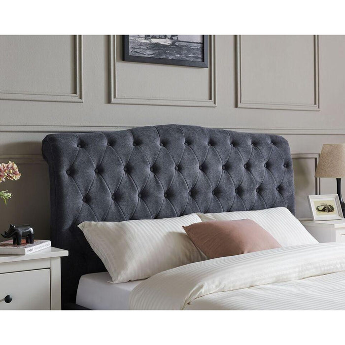 Lia Dark Grey Fabric Bed Frame - FurniComp