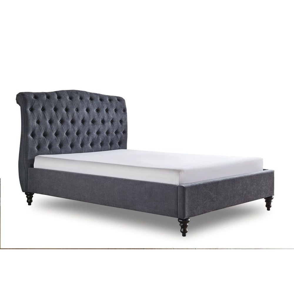 Lia Dark Grey Fabric Bed Frame - FurniComp