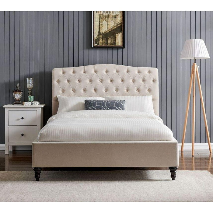 Lia Natural Fabric Bed Frame - FurniComp