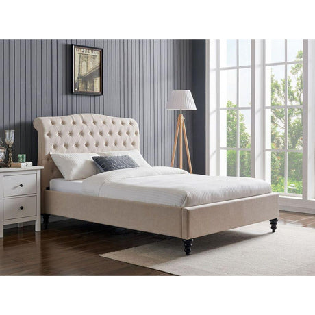 Lia Natural Fabric Bed Frame - FurniComp