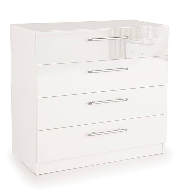 Lily 4 Drawer White Gloss Chest of Drawer - FurniComp