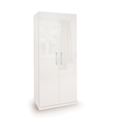 Lily High Gloss White 2 Door Wardrobe - FurniComp