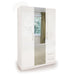 Lily High Gloss White 3 Door 2 Drawer Mirrored Wardrobe - FurniComp