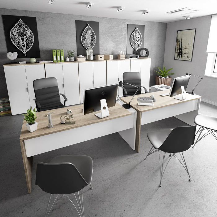 Lincoln Oak and White Corner Home Office Desk - FurniComp