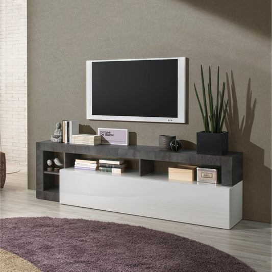 Lorenzo 184cm White Gloss and Anthracite TV Unit - FurniComp