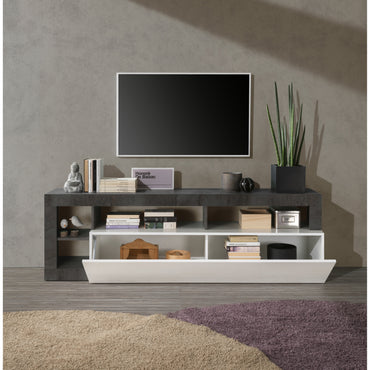 Lorenzo 184cm White Gloss and Anthracite TV Unit - FurniComp