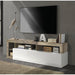 Lorenzo 184cm White Gloss and Natural Oak TV Unit - FurniComp