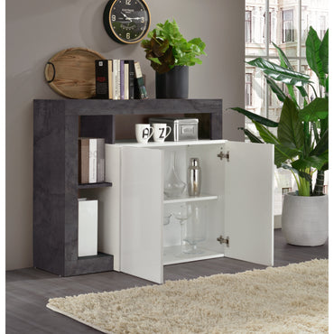 Lorenzo 2 Door White Gloss and Anthracite Sideboard - FurniComp