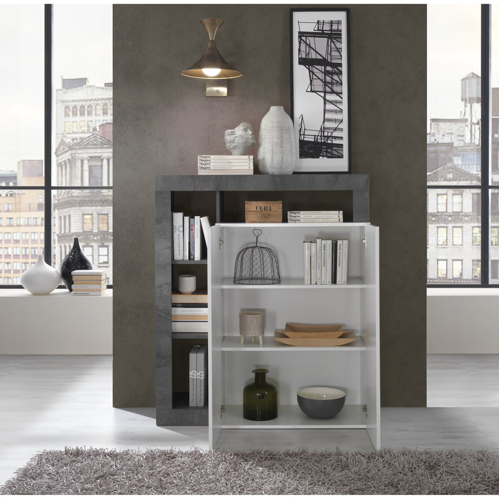 Lorenzo 2 Door White Gloss and Anthracite Tall Sideboard/Highboard - FurniComp