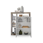 Lorenzo 2 Door White Gloss and Natural Oak Tall Sideboard/Highboard - FurniComp