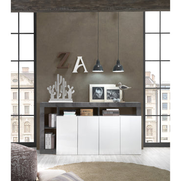 Lorenzo 4 Door White Gloss and Anthracite Sideboard - FurniComp