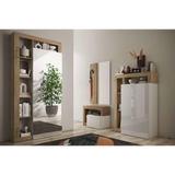 Lorenzo Natural Oak 1 Door Mirrored Tall Narrow Hallway Wardrobe - FurniComp