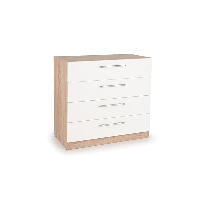 Louise 4 Drawer White and Oak Chest of Drawer - FurniComp