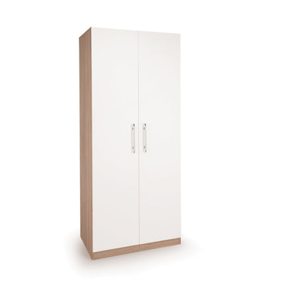 Louise Oak and White 2 Door Wardrobe - FurniComp