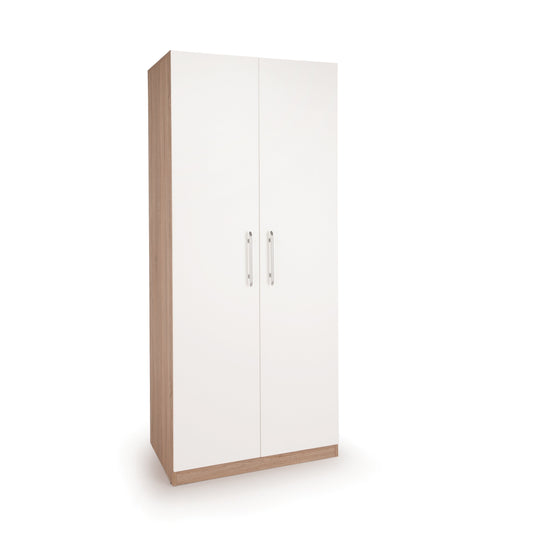 Louise Oak and White 2 Door Wardrobe - FurniComp