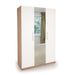 Louise Oak and White 3 Door Mirrored Wardrobe - FurniComp