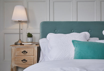Lucien Aqua Velvet Fabric Bed Frame - FurniComp
