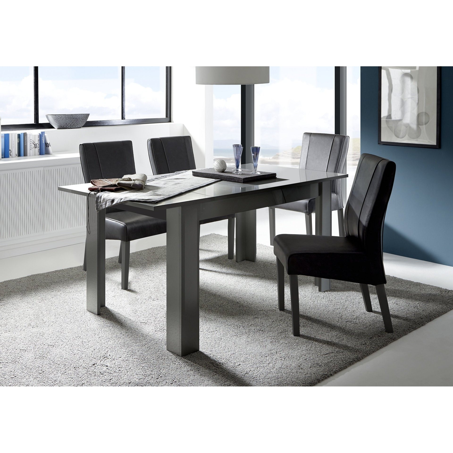 Lyon 137cm Grey Gloss Extending Dining Table - FurniComp