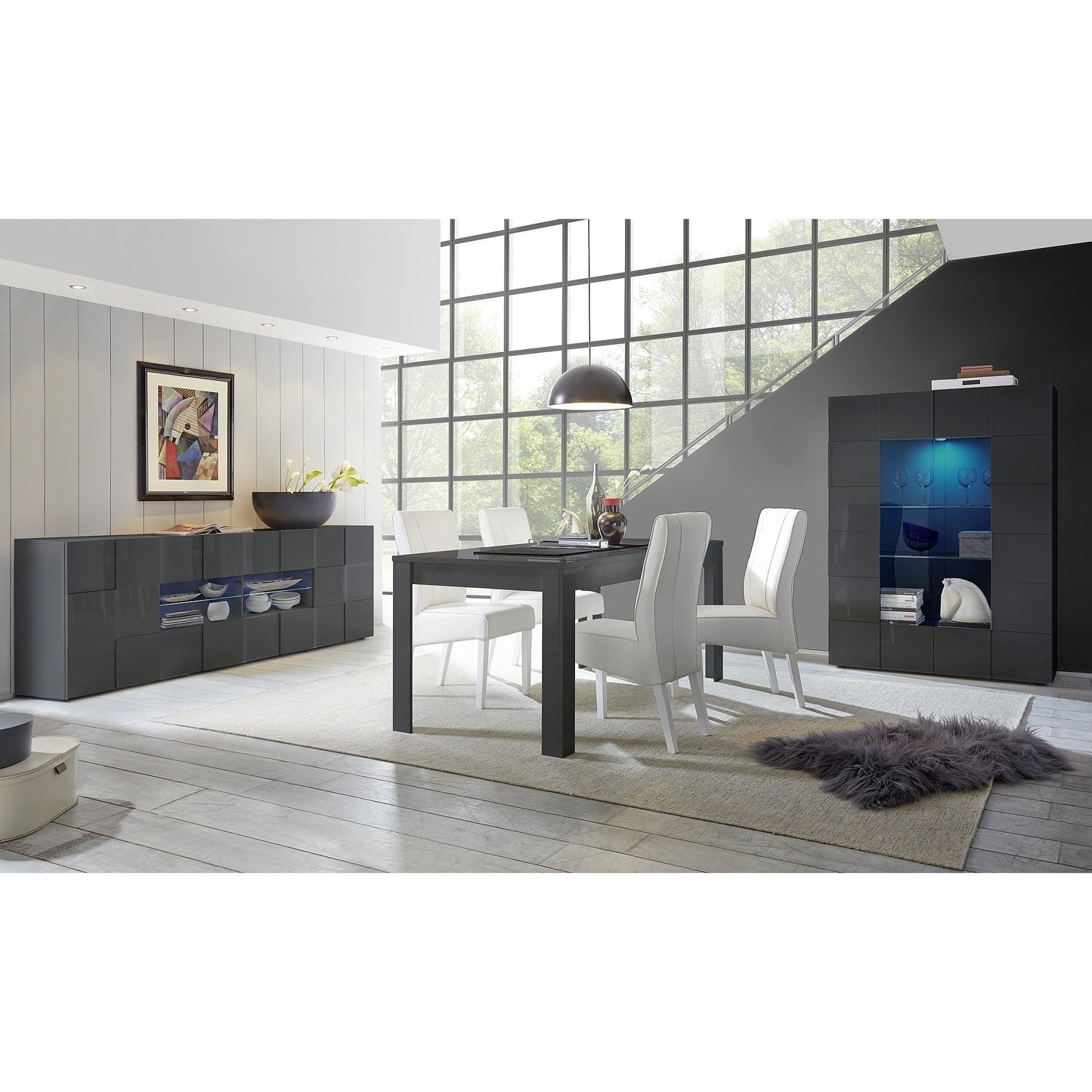 Lyon 180cm Grey Gloss Dining Table - FurniComp