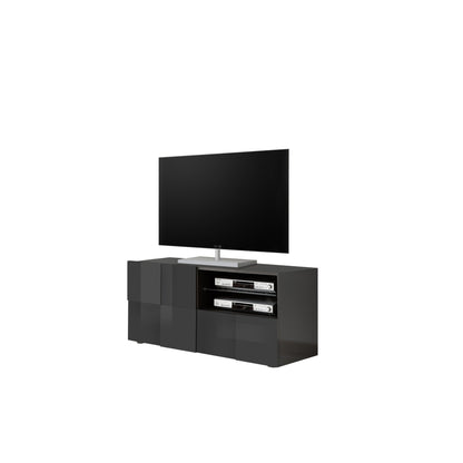 Lyon 1 Door 1 Drawer Small Grey Gloss TV Unit - FurniComp