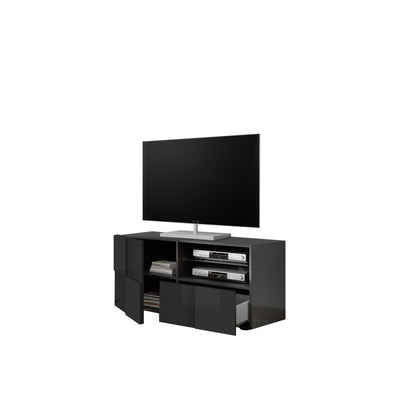 Lyon 1 Door 1 Drawer Small Grey Gloss TV Unit - FurniComp