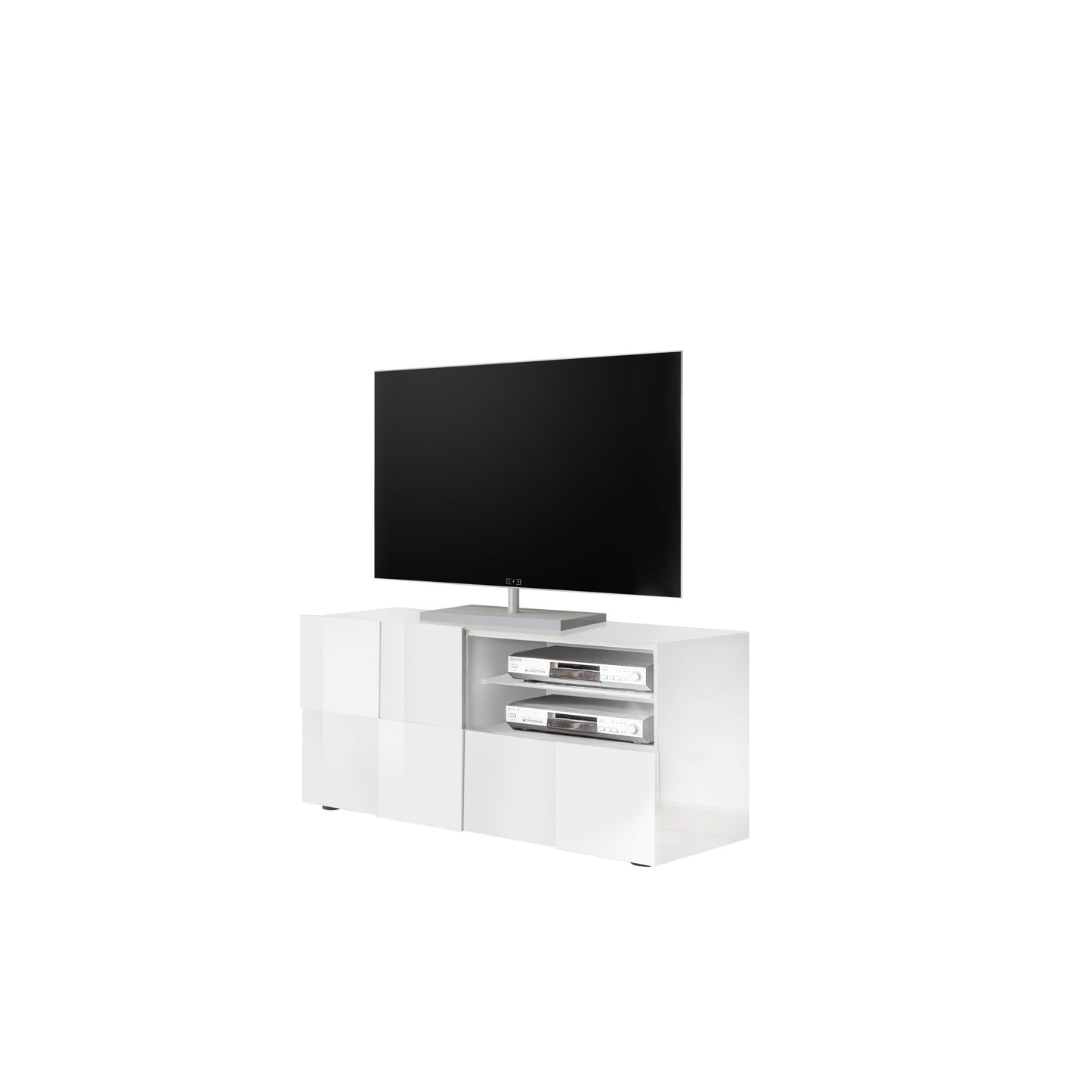 Lyon 1 Door 1 Drawer Small White Gloss TV Unit - FurniComp