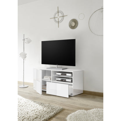 Lyon 1 Door 1 Drawer Small White Gloss TV Unit - FurniComp