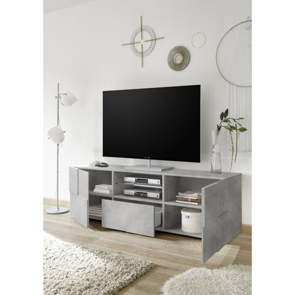 Lyon 2 Door 1 Drawer Large Concrete Grey TV Unit - FurniComp