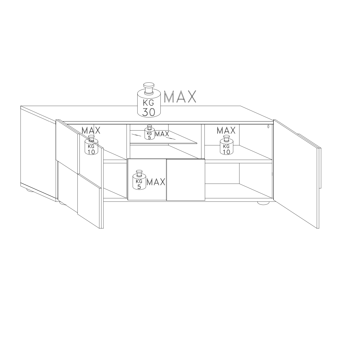 Lyon 2 Door 1 Drawer Large Concrete Grey TV Unit - FurniComp