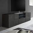 Lyon 2 Door 1 Drawer Large Grey Gloss TV Unit - FurniComp