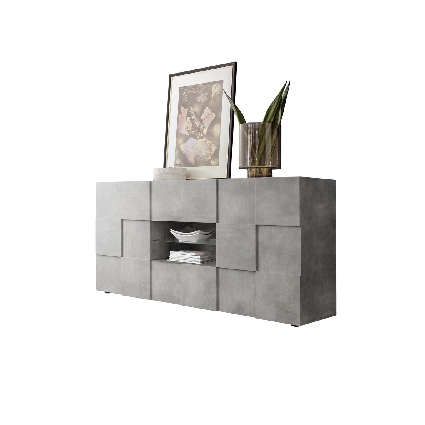 Lyon 2 Door 2 Drawer Concrete Grey Sideboard - FurniComp