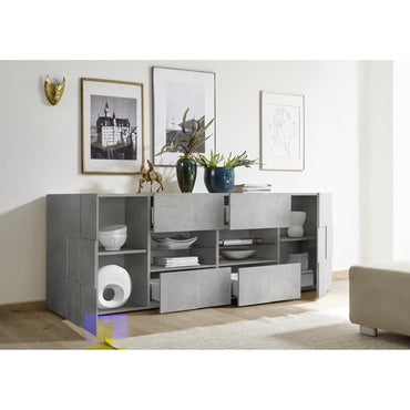 Lyon 2 Door 4 Drawer Large Concrete Grey Sideboard - FurniComp