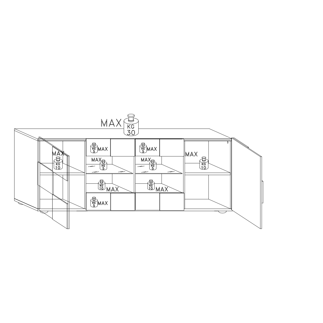 Lyon 2 Door 4 Drawer Large White Gloss Sideboard - FurniComp