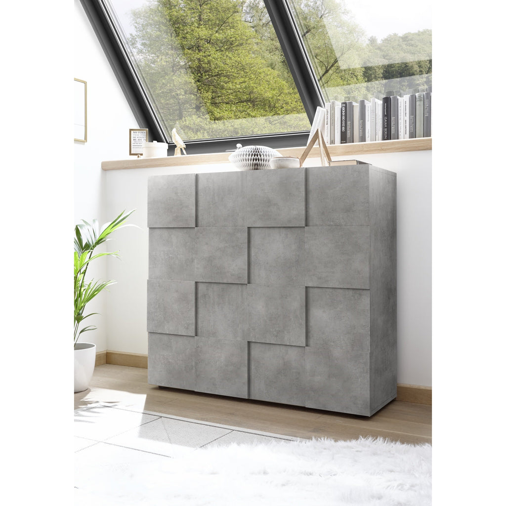 Lyon 2 Door Concrete Grey Tall Sideboard Highboard FurniComp