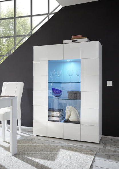 Lyon 2 Door White Gloss Glass Display Cabinet - FurniComp