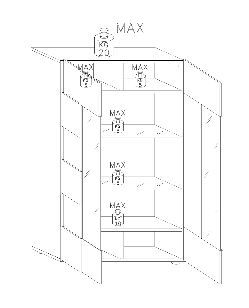 Lyon 2 Door White Gloss Glass Display Cabinet - FurniComp