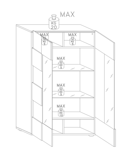 Lyon 2 Door White Gloss Glass Display Cabinet - FurniComp