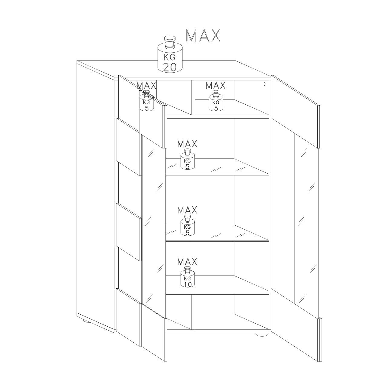 Lyon 2 Door Grey Gloss Glass Display Cabinet - FurniComp