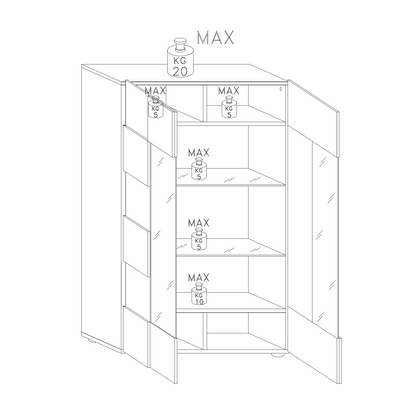 Lyon 2 Door Grey Gloss Glass Display Cabinet - FurniComp