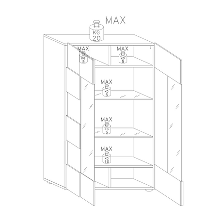 Lyon 2 Door Concrete Grey Glass Display Cabinet - FurniComp