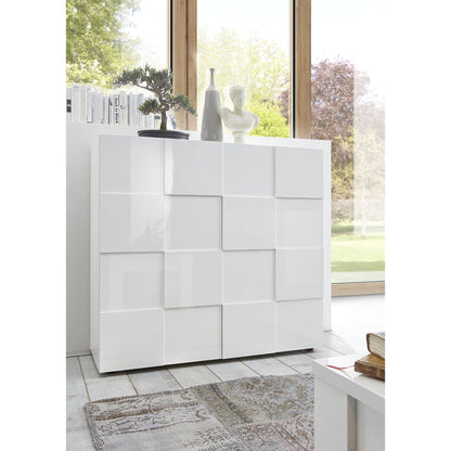 Lyon 2 Door White Gloss Tall Sideboard/Highboard - FurniComp