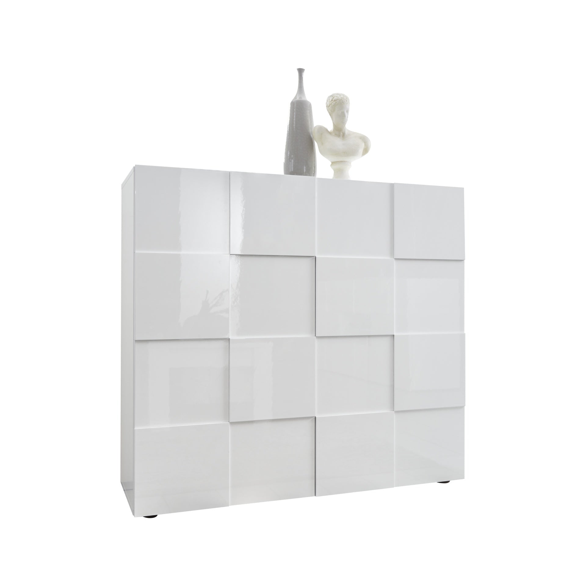 Lyon 2 Door White Gloss Tall Sideboard/Highboard - FurniComp