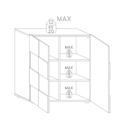 Lyon 2 Door White Gloss Tall Sideboard/Highboard - FurniComp